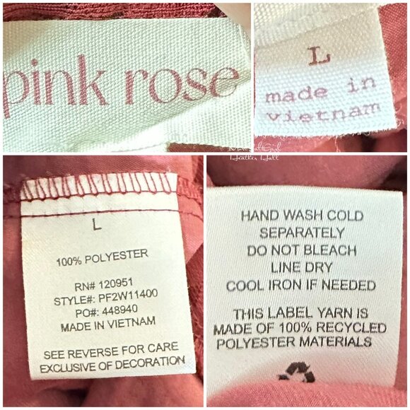 Pink Rose Lace-Trimmed Cami Top Size Large - Picture 6 of 6